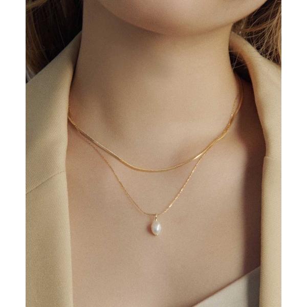 ネックレス 「GOLDY」スネークチェーン ＆ ウォーターパール レイヤード ネックレス / 3211111 CS-2311 レディース