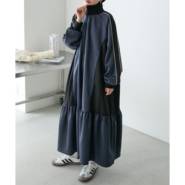 『セール実施中』ZOZO問い合わせ番号:80719860ショップ:MONO-MART，モノマートブランド:forksy.，フォルクシー，MONO-MART，モノマート商品名:【forksy.】ハーフジップライン配色トラックジャージワンピース...