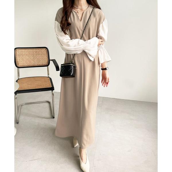 『タイムセール実施中』ZOZO問い合わせ番号:80838851ショップ:GeeRA，ジーラブランド:GeeRA，ジーラ商品名:袖ドッキングキャンディースリーブキーネックワンピースカテゴリ:ワンピース/ドレス>ワンピースブランド品番:2...