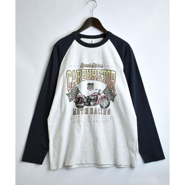tシャツ ラグラン ロゴ プリント ロングスリーブTシャツ/リンガー ロンT メンズ レディース