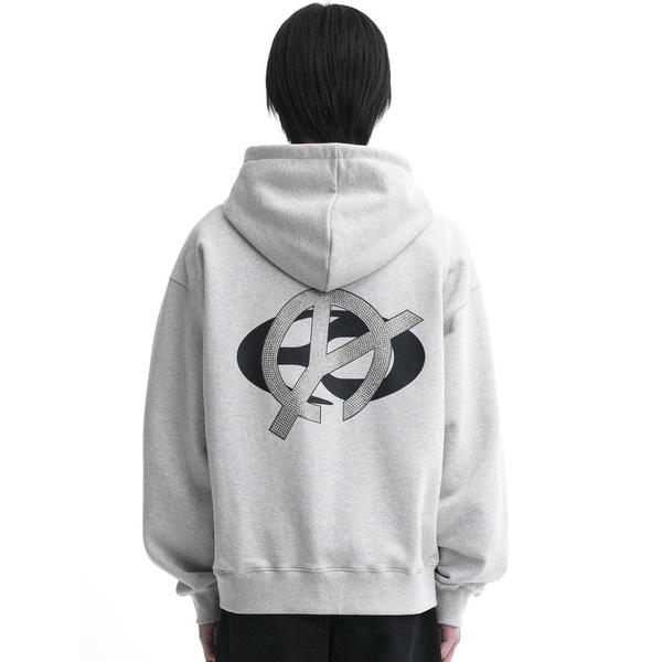 パーカー 「OY/オーワイ」 O.N.L LINESTONE HOODIE ZIP-UP/ロゴラインストーン ジップアップパーカー メンズ レディース