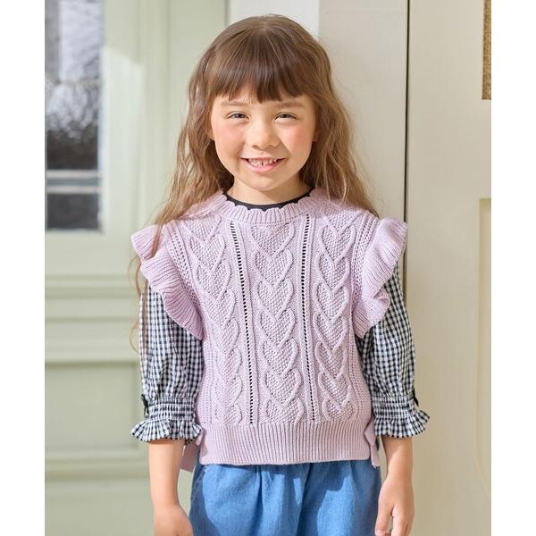 『セール実施中』ZOZO問い合わせ番号:81522593ショップ:ANY，エニィブランド:ANY，エニィ商品名:ハート ケーブル ニット ベストカテゴリ:トップス>ベストブランド品番:VRFSCS0322素材:エクリュ/ラベンダー：ア...