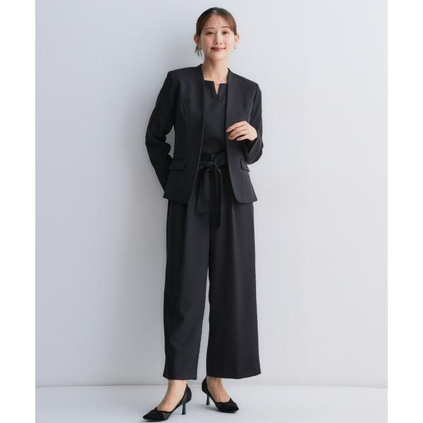 『タイムセール実施中』ZOZO問い合わせ番号:81524473ショップ:nissen，ニッセンブランド:Petitjo，プッチージョ商品名:小さいサイズ　【レディーススーツ】ドビー素材セットアップパンツスーツ３点セット（ノーカラージャケット...