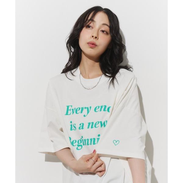 tシャツ 半袖 配色BIGロゴTEE レディース
