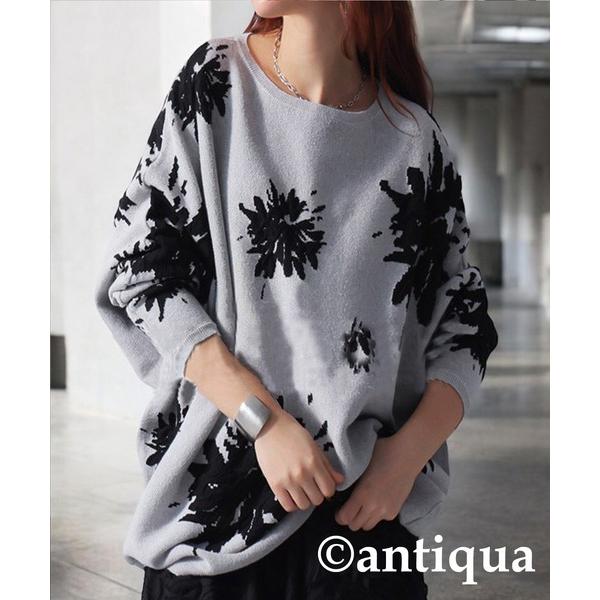 ZOZO問い合わせ番号:81862537ショップ:antiqua，アンティカブランド:antiqua，アンティカ商品名:花柄ドルマンニットカテゴリ:トップス>ニット/セーターブランド品番:PN-00466素材:レーヨン50%　アクリル...