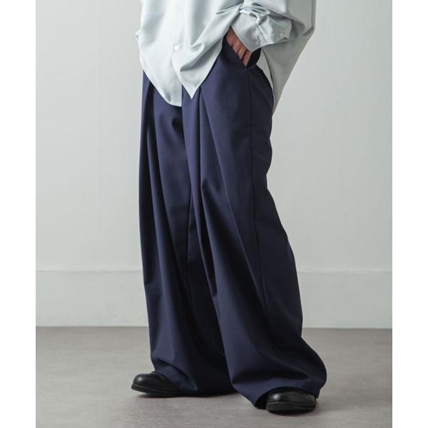 ワイドパンツ スラックス オーバーラップワイドスラックスパンツ メンズ レディース
