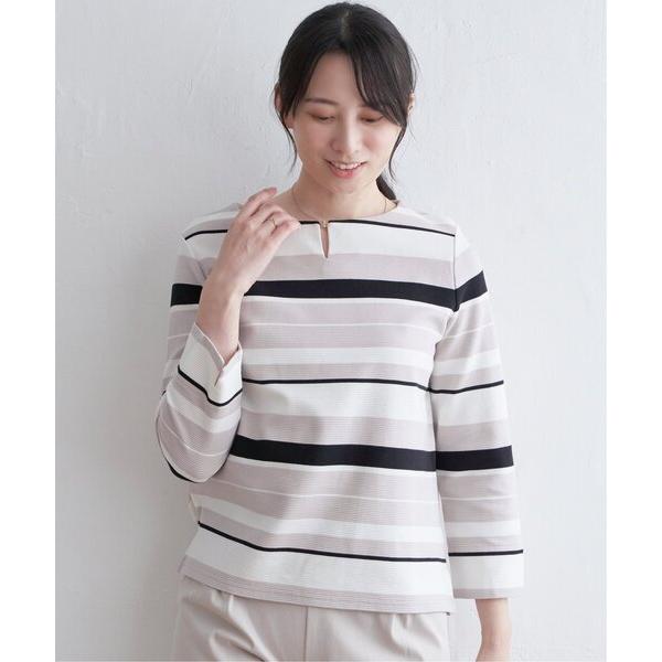 tシャツ テンカンボーダーキーネックプルオーバー レディース
