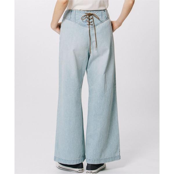 ワイドパンツ ジーンズ デニム デニムパンツ 11オンスデニムレースアップパンツ レディース