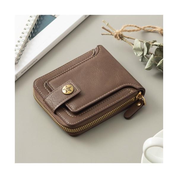 二つ折り 二つ折り財布 財布 定期入れ付きウォレット PUレザー レディース