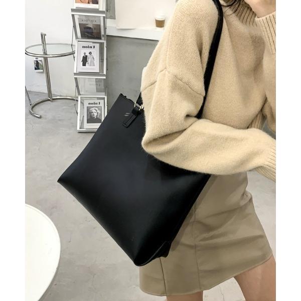 トートバッグ フェイクレザーシンプルA4トートバッグ レディース