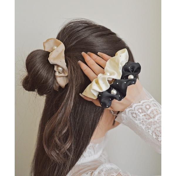 『セール実施中』ZOZO問い合わせ番号:82443711ショップ:Histoire，イストワールブランド:styiro，スタイロ，histoire，イストワール商品名:パールスタッズミニシュシュカテゴリ:ヘアアクセサリー>シュシュブラ...