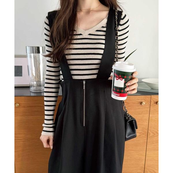 『タイムセール実施中』ZOZO問い合わせ番号:82750280ショップ:GeeRA，ジーラブランド:GeeRA，ジーラ商品名:【S-XLサイズ展開】フロントジップハイウエストサロペットワイドパンツカテゴリ:オールインワン・サロペット>...