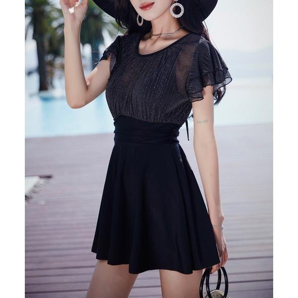 ※このアイテムは返品・交換対象外商品です。ZOZO問い合わせ番号:83019714ショップ:TeddyShop，テディショップブランド:TeddyShop，テディショップ商品名:レディース水着 ウエスト切り替えラメワンピ風バックリボンオール...