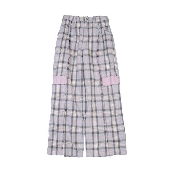 ワイドパンツ パンツ RIP-CHECK パンツ レディース メンズ