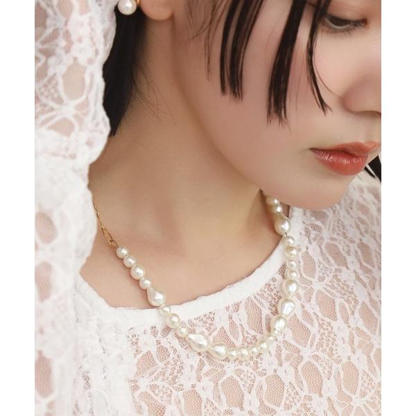 ネックレス LHME “MELLOW”ハーフバロックパールネックレス/サージカルステンレス316L（金属アレルギー対応） レディース メンズ