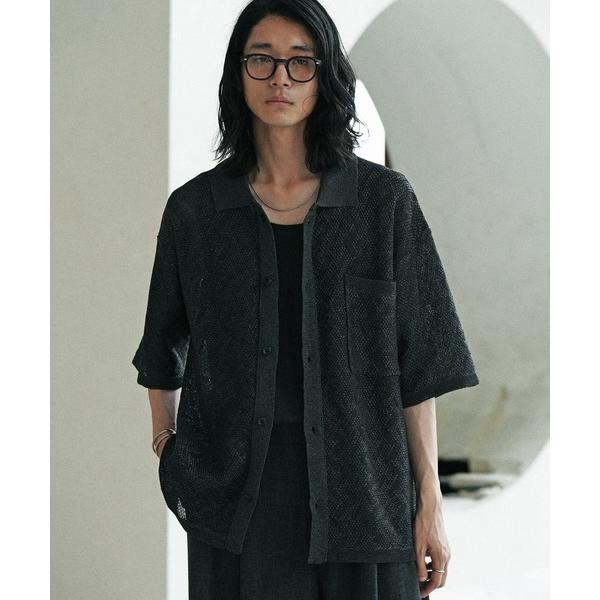 シャツ 半袖 JACQUARD MESH KNIT SHIRT メンズ