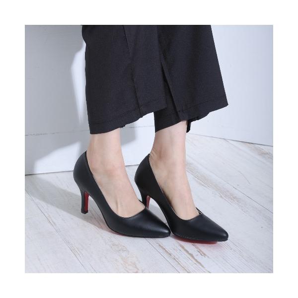 パンプス 8.0cmヒール ポインテッドトゥ レッドソール パンプス