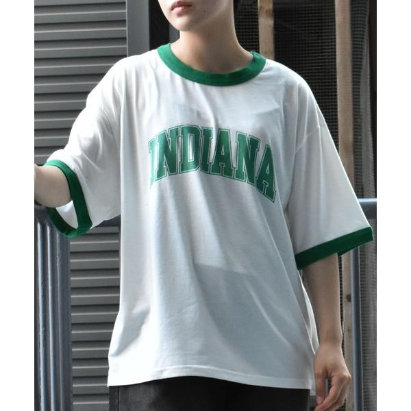 tシャツ raglan sleeve print  T-shirt/オーバーサイズ ラグランスリーブ プリント Tシャツ/リンガー プリント クルーネック 半袖Tシャツ メンズ