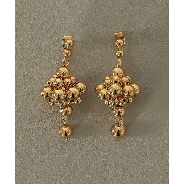 ピアス メタルボール ひし形 立体 ピアス レディース