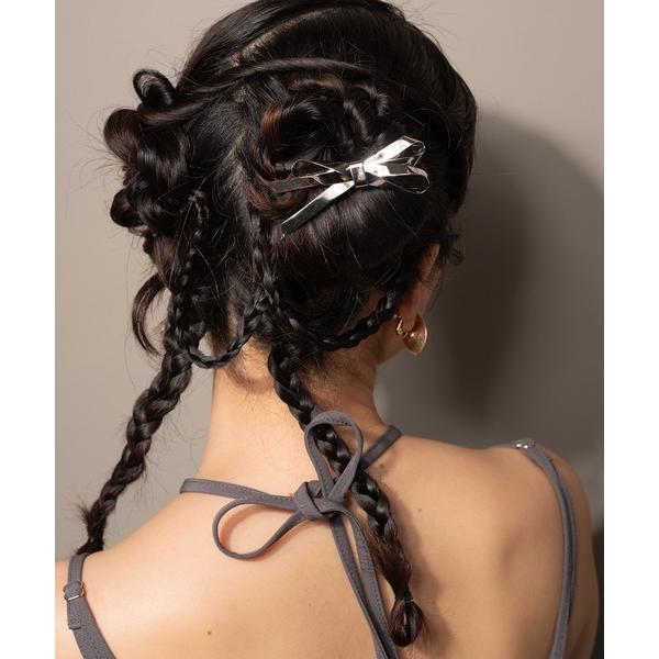 ヘアクリップ メタル リボン ヘアクリップ
