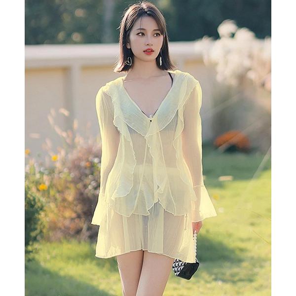 『セール実施中』※このアイテムは返品・交換対象外商品です。ZOZO問い合わせ番号:83435912ショップ:OSYAREVO，オシャレボブランド:OSYAREVO，オシャレボ商品名:シアー×フリル ビジュー ビキニ 水着 レディースカテゴリ...