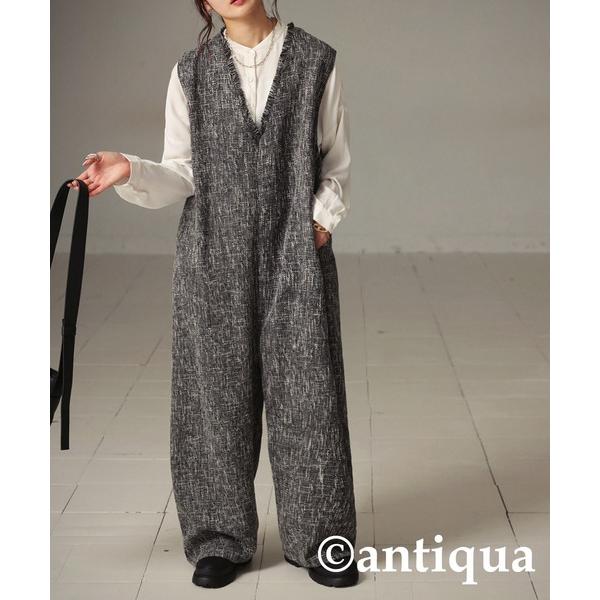 ZOZO問い合わせ番号:83502424ショップ:antiqua，アンティカブランド:antiqua，アンティカ商品名:ツイードライクオールインワンカテゴリ:オールインワン・サロペット>つなぎ/オールインワンブランド品番:PK-010...