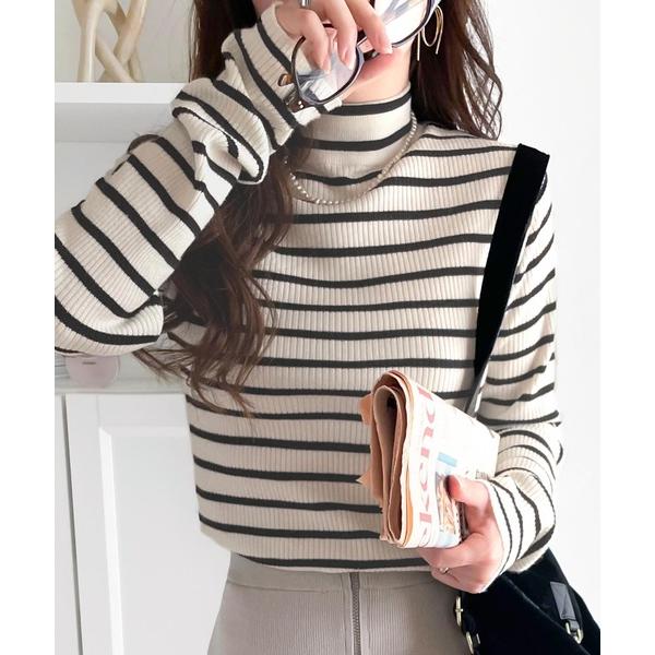 『タイムセール実施中』ZOZO問い合わせ番号:83636785ショップ:Classical Elf，クラシカルエルフブランド:classicalelf，クラシカルエルフ商品名:さりげない配色デザインがお洒落。袖W配色×ハイネックリブニットト...