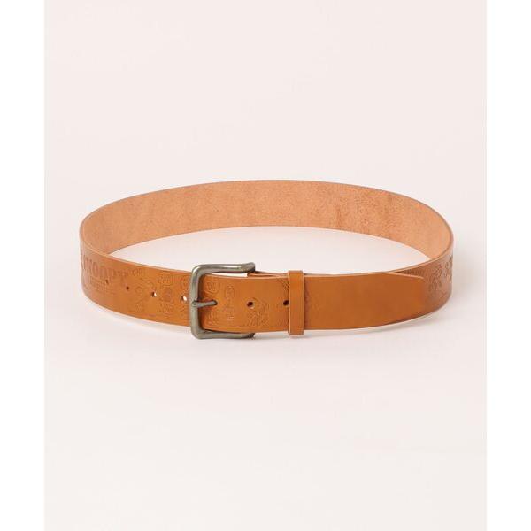 ベルト 「日本製」スヌーピー 「SNOOPY」 Embossed Leather Belt(B-Baseball柄) レディース メンズ