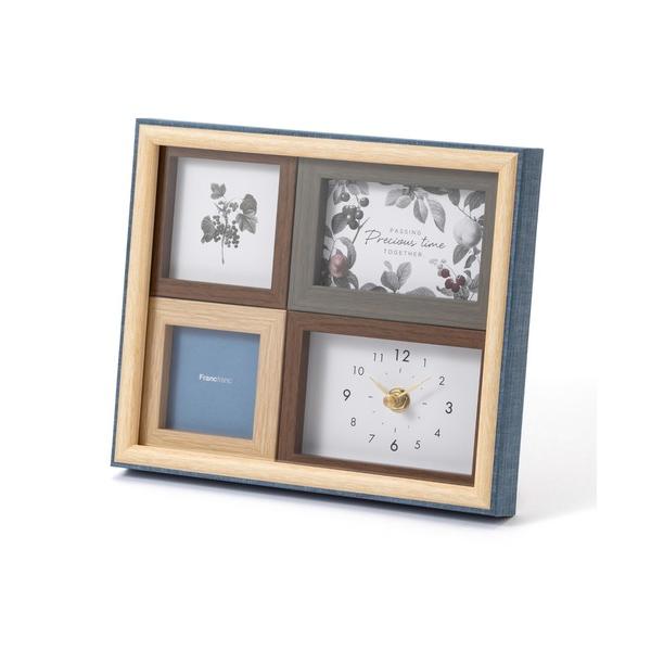 ZOZO問い合わせ番号:84077638ショップ:Francfranc，フランフランブランド:Francfranc，フランフラン商品名:時計付きナチュラルフォトフレーム ブルーカテゴリ:インテリア>フォトフレームブランド品番:1111...