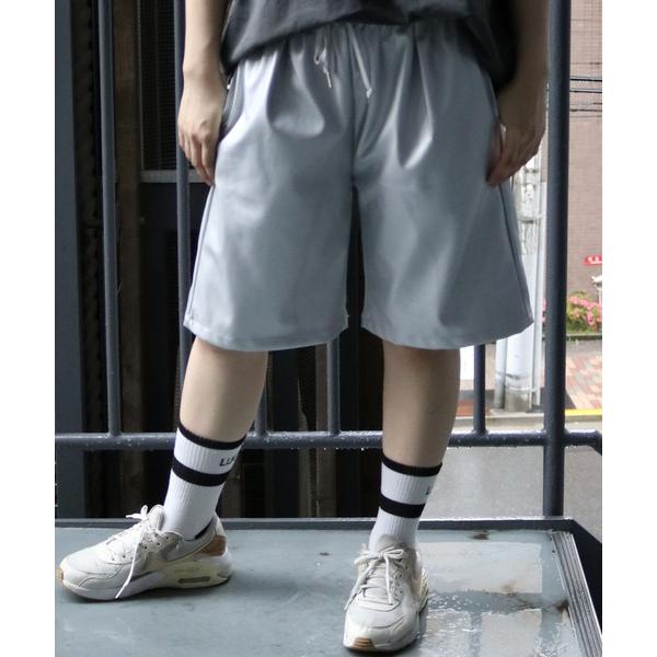 ハーフパンツ パンツ 短パン Synthetic leather loose shorts/合成皮革 ルーズ ショーツ メンズ レディース