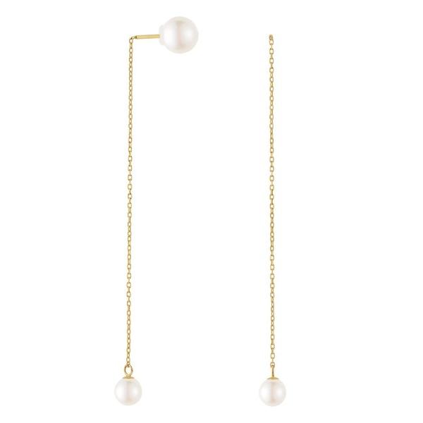 パール ピアス 淡水パール ダブルキャッチ チェーンピアス レディース