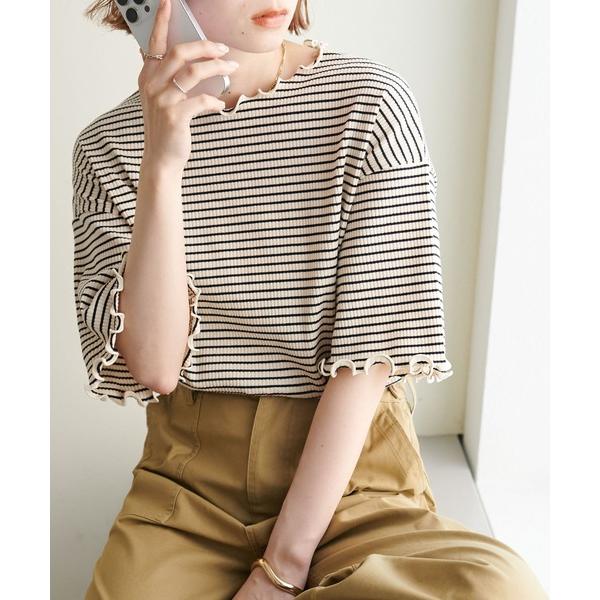 tシャツ 「新色追加!/22色展開」リブメローフレア5分袖「WEB限定」 レディース