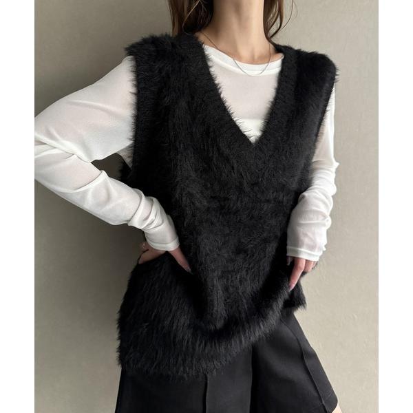 『タイムセール実施中』ZOZO問い合わせ番号:84601367ショップ:JUNOAH，ジュノアブランド:JUNOAH，ジュノア商品名:フェザーVネックベストカテゴリ:トップス>ベストブランド品番:frbe151素材:ナイロン67%，ア...