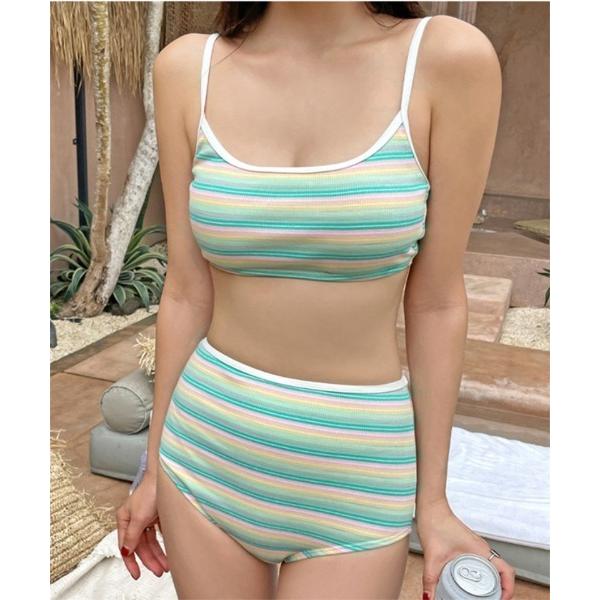 『タイムセール実施中』※このアイテムは返品・交換対象外商品です。ZOZO問い合わせ番号:84601624ショップ:Ritzy，リッツィーブランド:Ritzy，リッツィー商品名:ボーダー ハイウエスト キャミソールビキニ 水着カテゴリ:水着/...