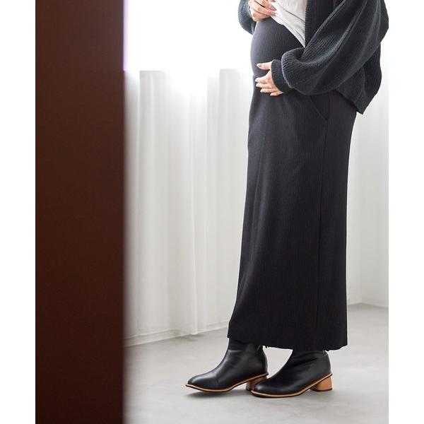 マタニティ セルフカット リブナロースカート ロング（マタニティ~産後）妊婦服 産前・産後対応
