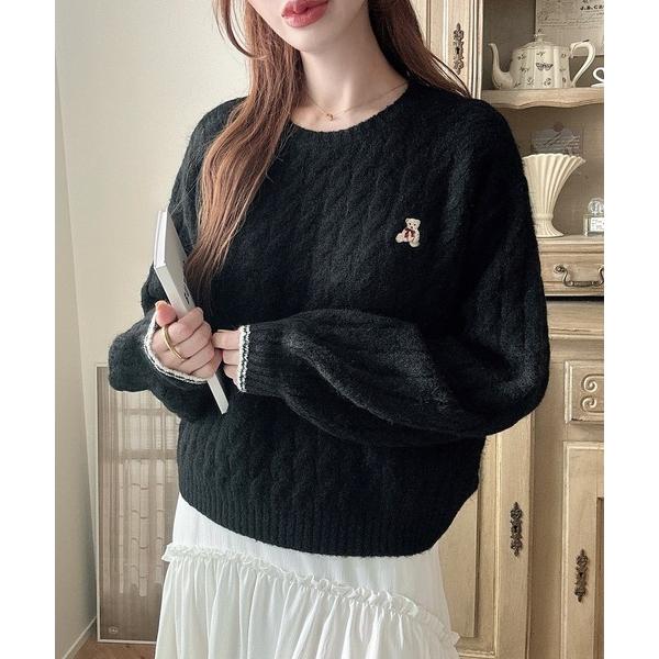 『タイムセール実施中』ZOZO問い合わせ番号:85194529ショップ:JUNOAH，ジュノアブランド:Meiru，メイル商品名:【着丈が選べる】くま刺繍ケーブルニットカテゴリ:トップス>ニット/セーターブランド品番:frei091-...