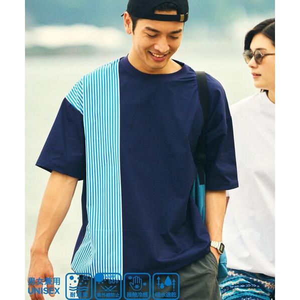 tシャツ ローソン×FREAK'S STORE リラックスフィット ラッシュガード クルーネックTシャツ メンズ レディース
