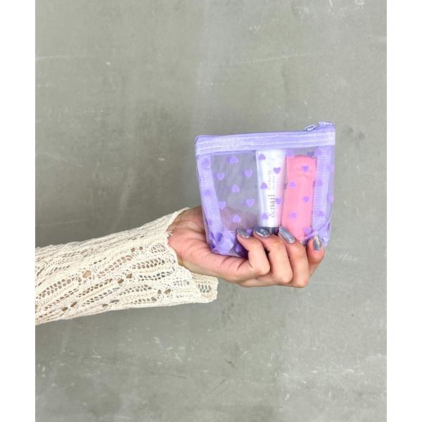 『タイムセール実施中』ZOZO問い合わせ番号:85565947ショップ:wears，ウェアーズブランド:Loco Ocean，ロコオーシャン商品名:【シアー素材】ハート総柄 持ち手付き/ メイクポーチ マルチポーチカテゴリ:財布/小物&gt...