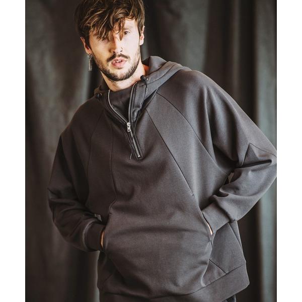 パーカー 「NO ID.」Volume Neck Half Zip Parka / ボリューム ネック ハーフ ジップ パーカ メンズ
