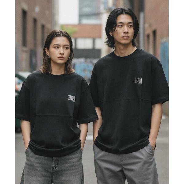 tシャツ ANTI LOGO emb S/S T-SHIRTS/スラッシャーボックスシルエットワンポイント刺繍ブランドロゴ半袖Tシャツ メンズ レディース