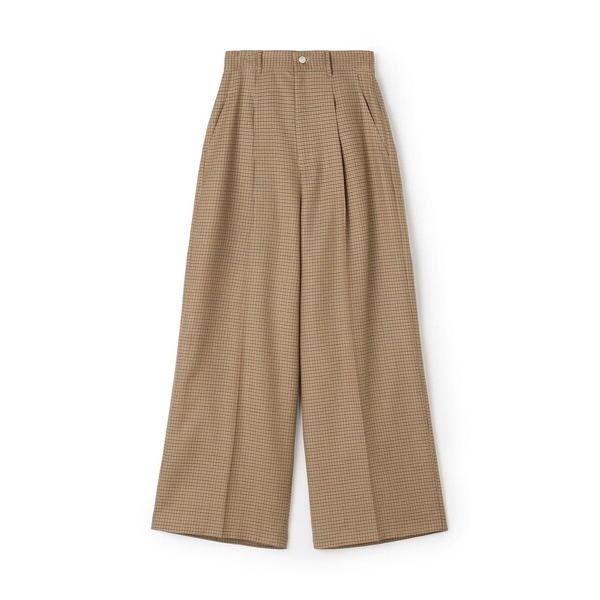 ワイドパンツ パンツ ウールナチュラルストレッチ タックワイドパンツ レディース
