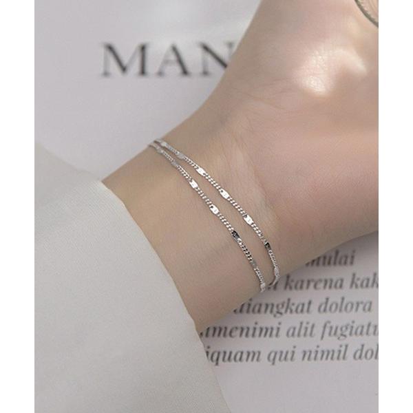 ブレスレット 2連チェーンブレスレット 華奢 レディース