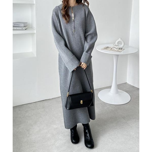 『セール実施中』ZOZO問い合わせ番号:86349257ショップ:GeeRA，ジーラブランド:GeeRA，ジーラ商品名:【新色追加/S-LLサイズ】前後2WAYハーフジップニットワンピースカテゴリ:ワンピース/ドレス>ワンピースブラン...