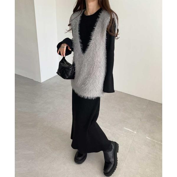 『セール実施中』ZOZO問い合わせ番号:86349269ショップ:GeeRA，ジーラブランド:GeeRA，ジーラ商品名:リブニットワンピース×シャギーベストセットカテゴリ:ワンピース/ドレス>ワンピースブランド品番:208433素材:...