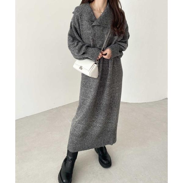 『タイムセール実施中』ZOZO問い合わせ番号:86349272ショップ:GeeRA，ジーラブランド:GeeRA，ジーラ商品名:楽ちん！2WAYアシメボタンミックスニットワンピースカテゴリ:ワンピース/ドレス>ワンピースブランド品番:2...