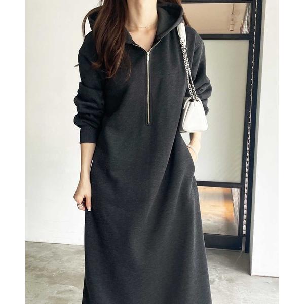 『セール実施中』ZOZO問い合わせ番号:86349471ショップ:GeeRA，ジーラブランド:GeeRA，ジーラ商品名:【新色追加/M-3Lサイズ】ハーフジップ裏起毛スウェットパーカーワンピースカテゴリ:ワンピース/ドレス>ワンピース...