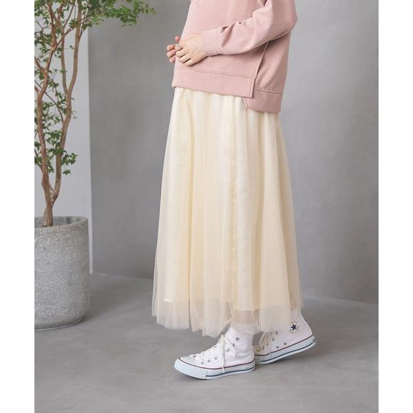 マタニティ 無地・ドット ボリュームチュール　マタニティスカート（マタニティ/ 妊婦服）産前・産後対応