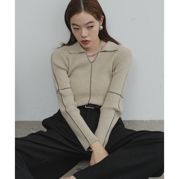 ZOZO問い合わせ番号:86414040ショップ:Auntie Rosa，アンティローザブランド:DFFUR.，ディフル商品名:【ロングセラー】襟付きラインリブニットプルオーバーカテゴリ:トップス>ニット/セーターブランド品番:DFA...