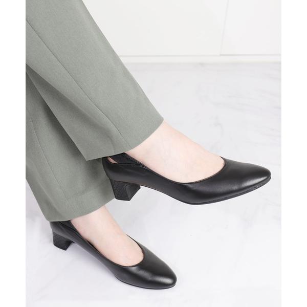 パンプス バックコンシャス　パイソン柄切り替えラウンドトゥパンプス