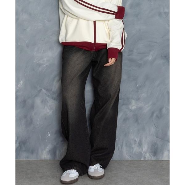 ワイドパンツ ジーンズ vintage like over dye loose fit denim pants/ヴィンテージ ライク オーバーダイ ルーズフィット デニムパンツ メンズ レディース